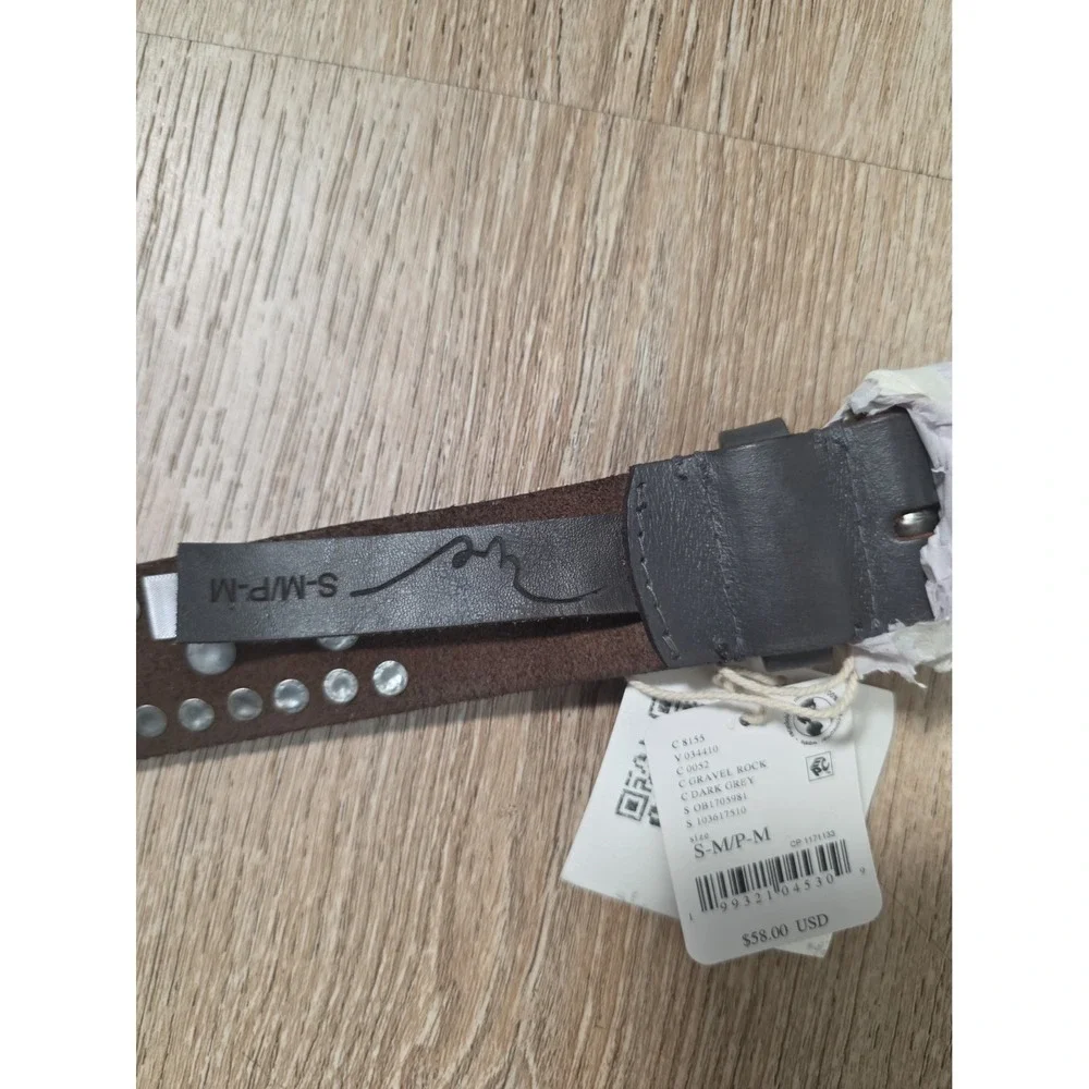 Free People Brown Leather Studded Belt Western Boho Metal Rivets NWT